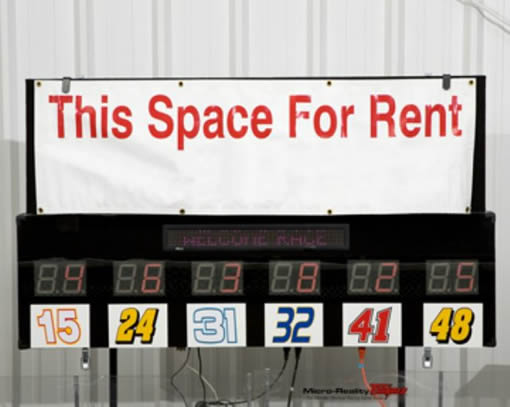 Lap Counter for the Micro-Reality Motorsports Race Track has Space for Advertising and Sponsors