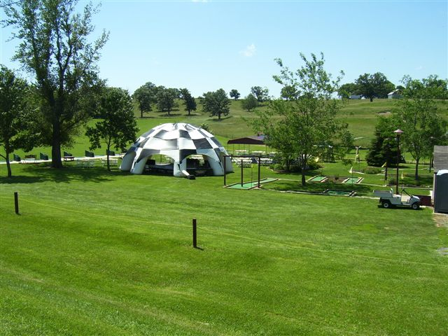 Racing Flag Tent Design is a Draw for Micro-Reality Motorsports Track and can be Rented Out when not in Use